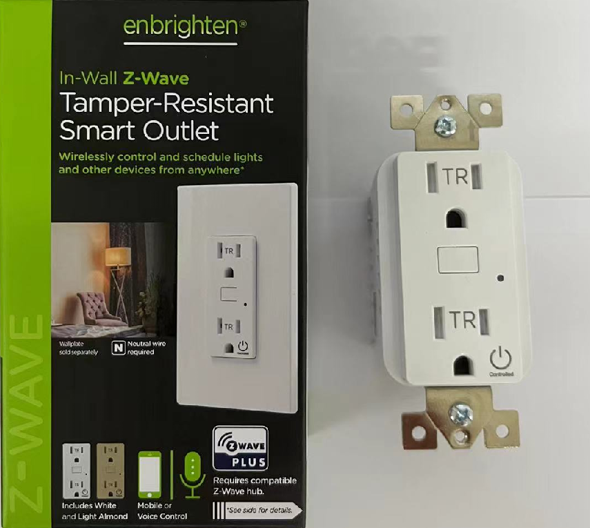 Enbrighten Z-Wave Plus In-Wall Tamper Resistant Smart Outlet,700S