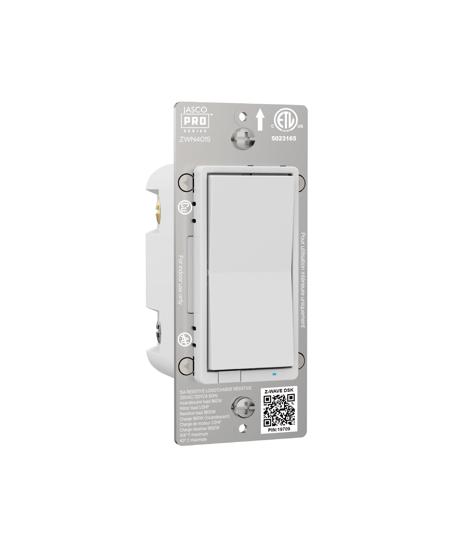 Z-Wave Plus In-Wall Smart Switch, White and Light Almond Paddles, 800S by Jasco Pro Series