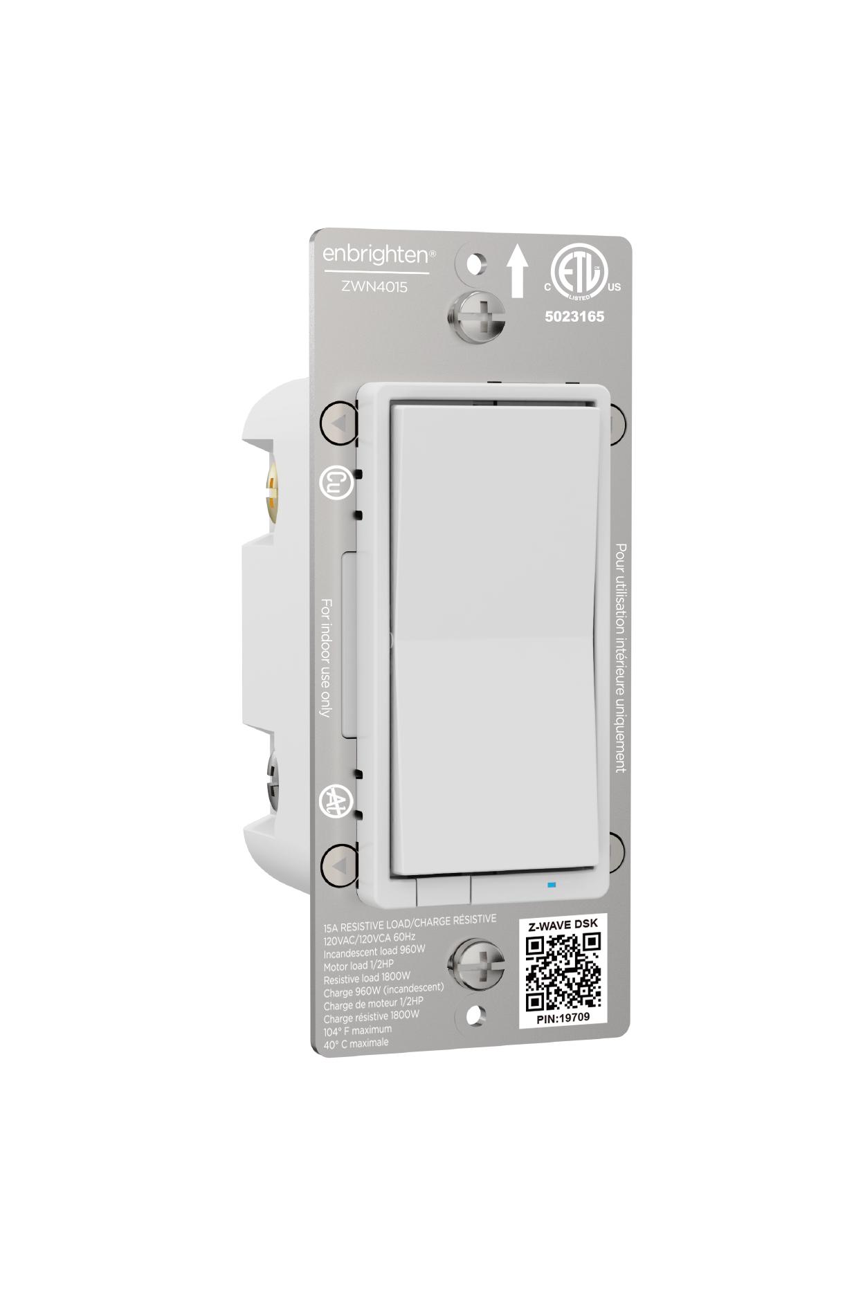 Z-Wave Plus In-Wall Smart Switch, White and Light Almond Paddles, 800S