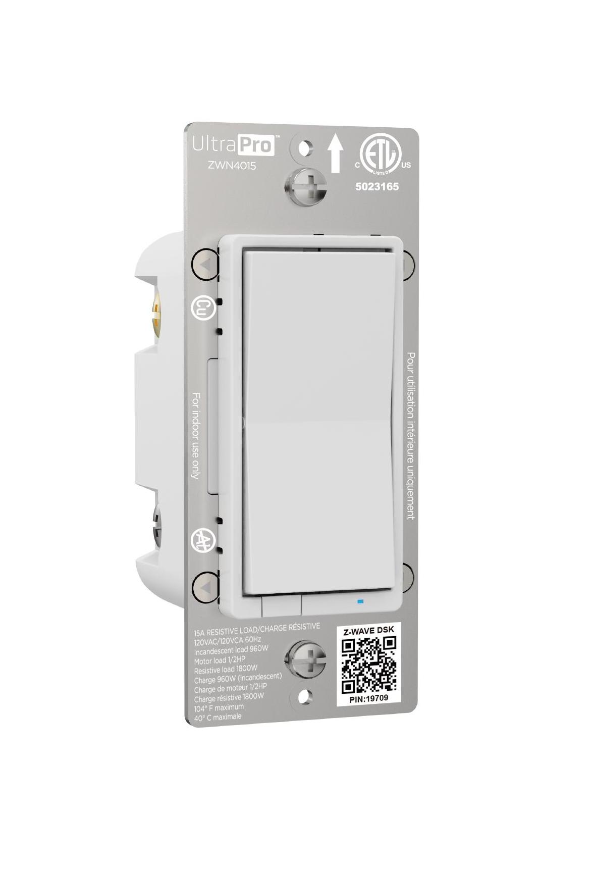 Z-Wave Plus In-Wall Smart Switch, White and Light Almond Paddles, 800S by UltraPro